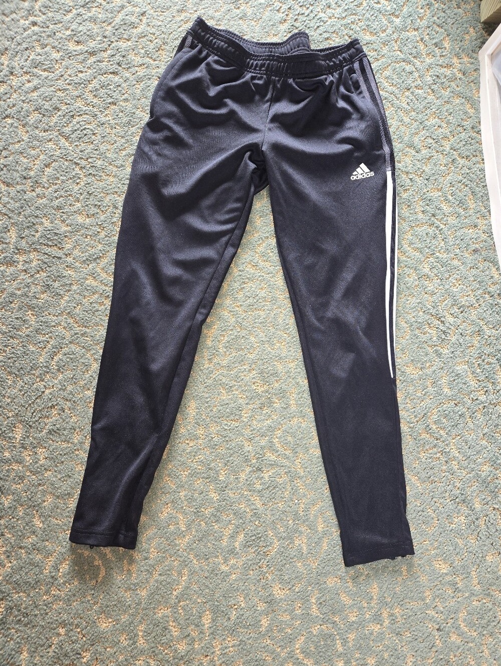 2 Pc adidas Black Slim Fit  Athletic Joggers with White Side Stripe